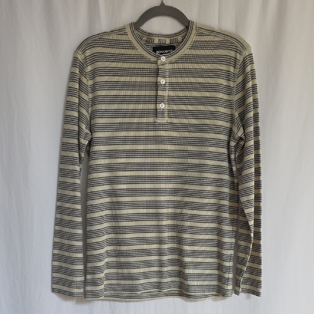 Bonobos Gray and Tan Mens Stripe Knit Pullover.  Size XS